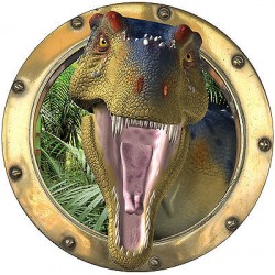 Sticker trompe l'oeil Dinosaure Tyrex réf:hublot 1101