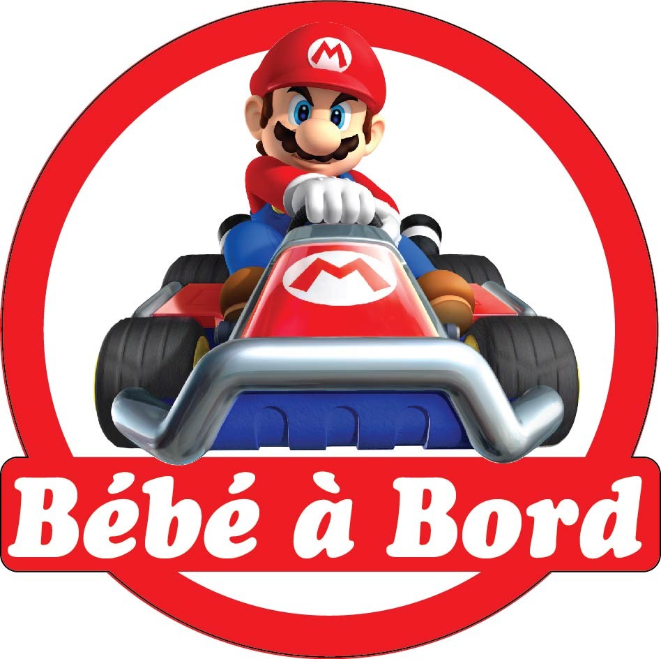 Sticker enfant Mario en voiture