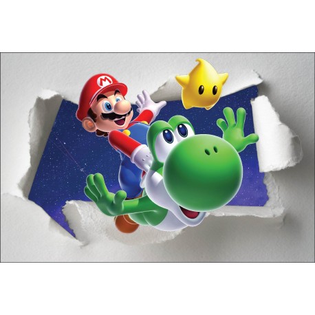 Stickers enfant papier déchiré Mario Galaxt réf 7654