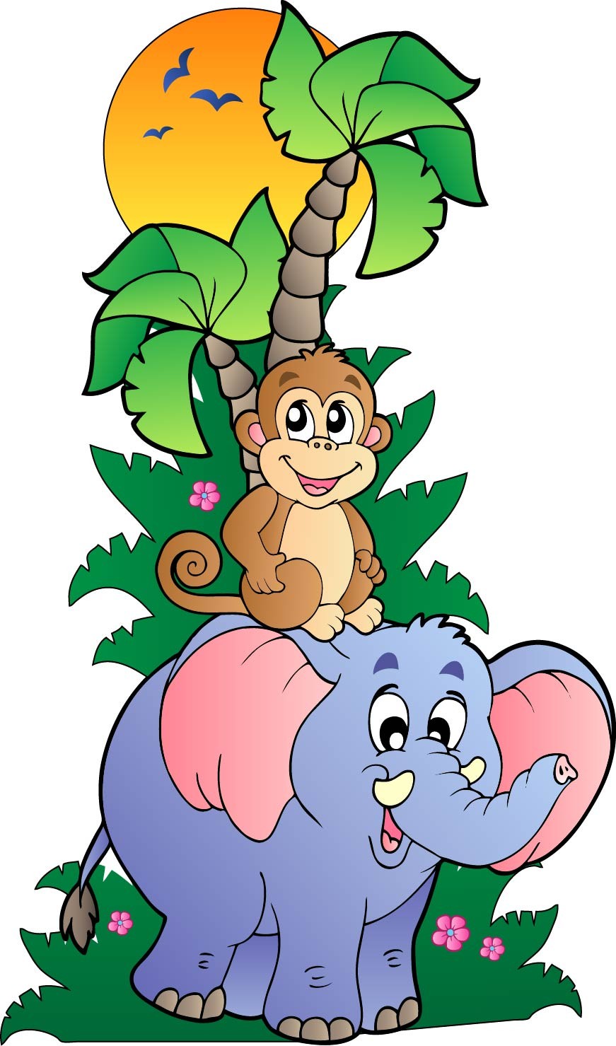 stickers arbre animaux jungle