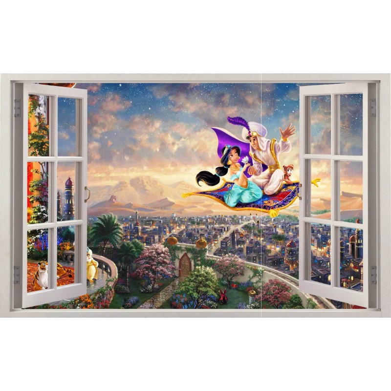 Sticker mural enfant Fenêtre Château de Disney
