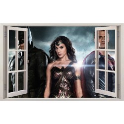 Stickers fenêtre Batman Superman Wonder Woman réf 11126