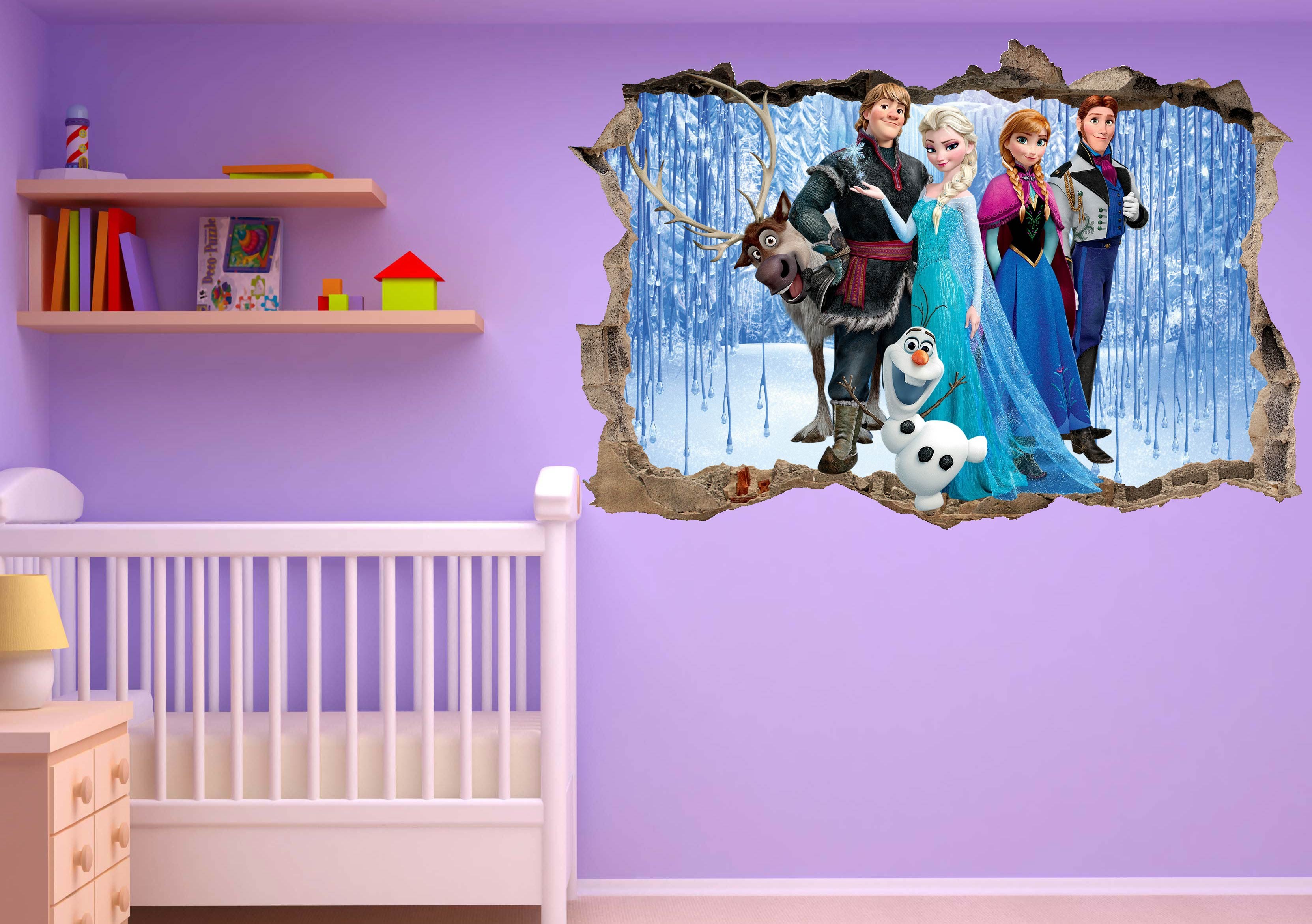 Sticker mural à motif Elsa et Olaf pour fille • Petites Pirates