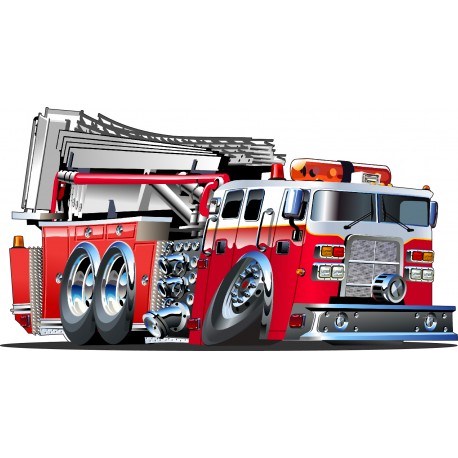 Stickers enfant Camion pompier réf 3552 (Dimensions de 10cm à 130cm de largeur)