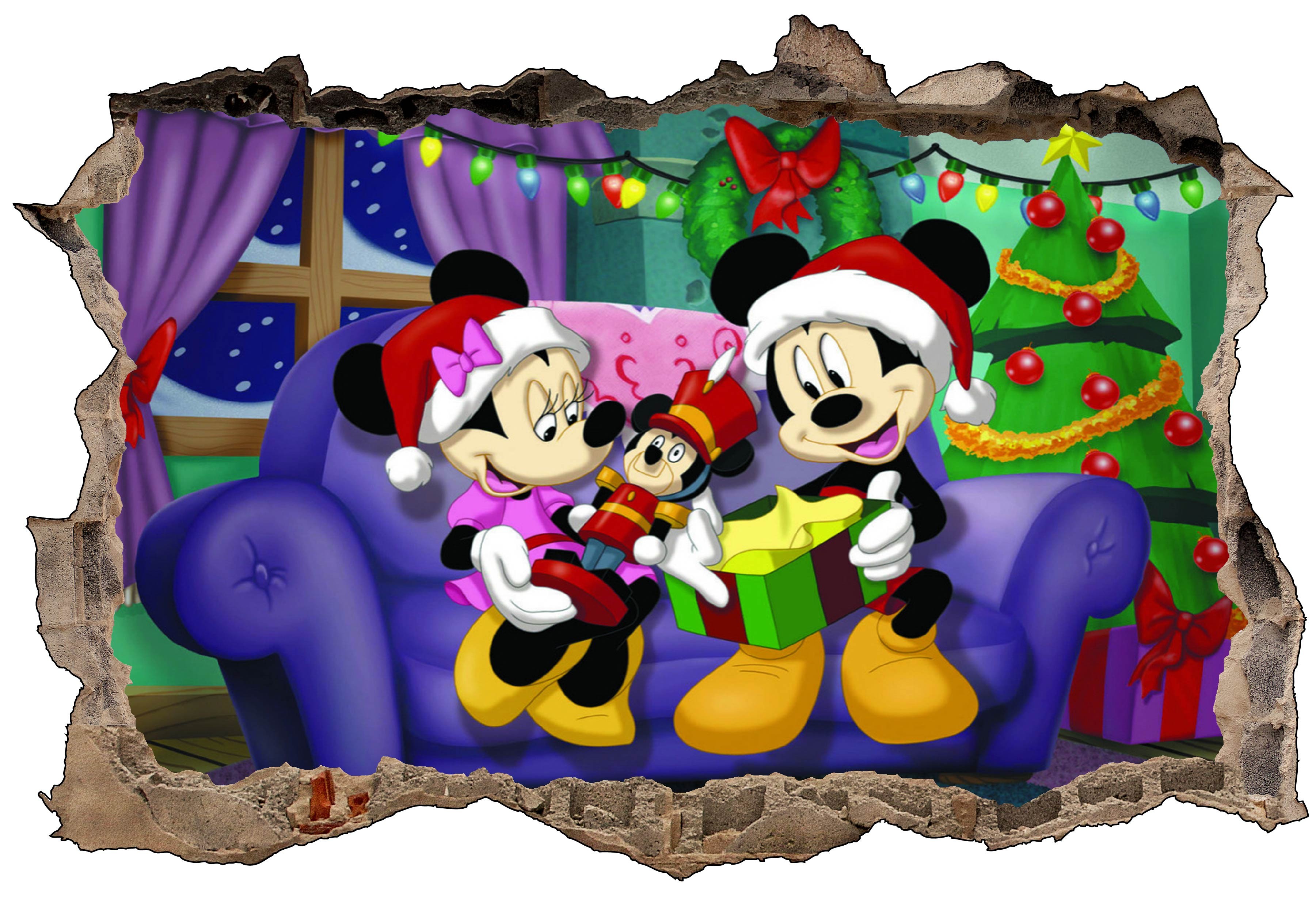 Stickers 3D Mickey et Minnie a Noël ref 4610 - Stickers Muraux Enfant