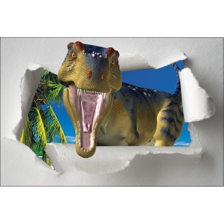 Sticker trompe l'oeil Dinosaure de face 105x70cm