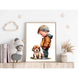 Affiche poster Bébé Enfant - Enfant chien