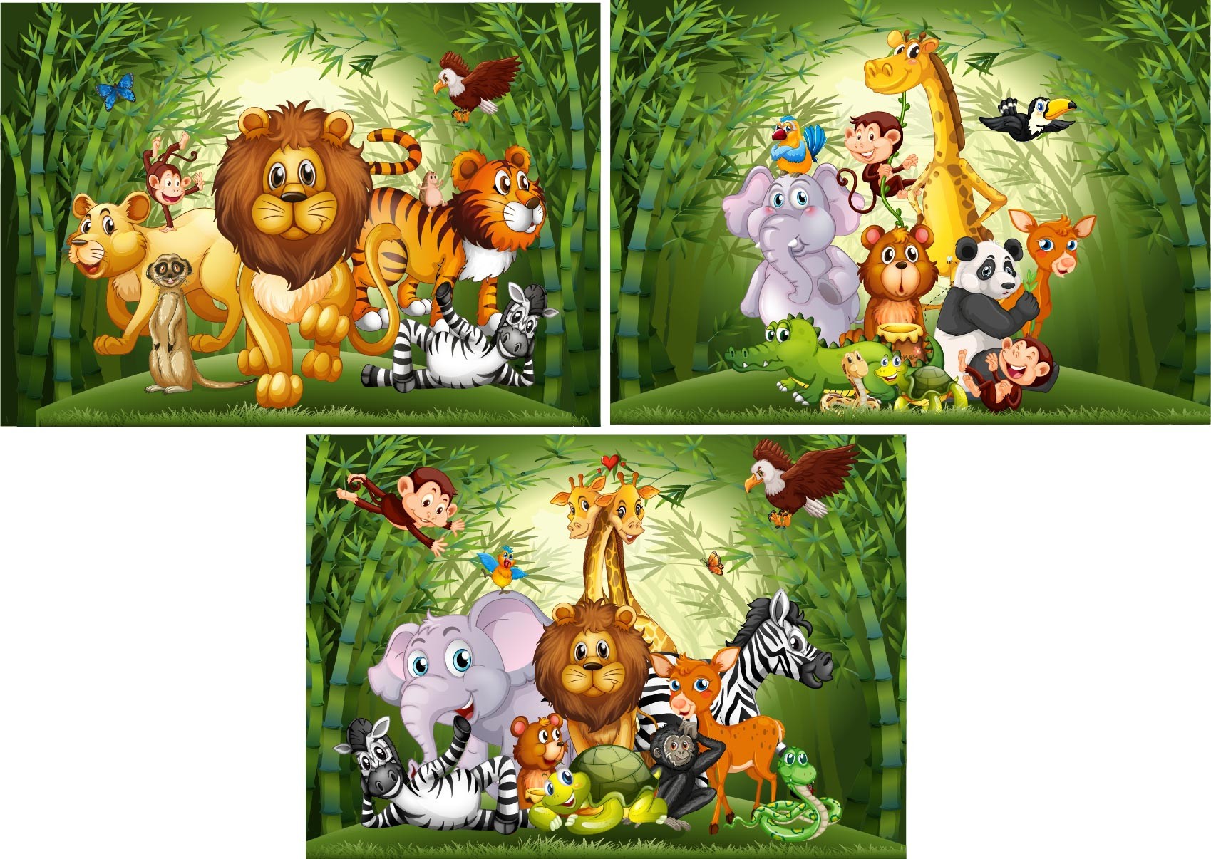 affiche enfant animaux de la jungle, poster enfant animaux jungle