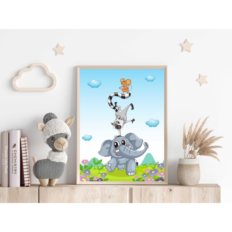 Lot De 6 Affiches Animaux Savane - Déco Chambre Bébé Boho - 21x30 Cm - Lion, Girafe, Éléphant...