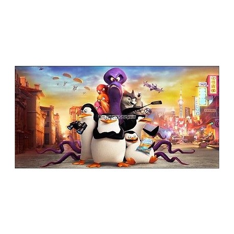 Stickers chambre d'enfant tête de lit Les Pingouins de Madagascar réf 8504