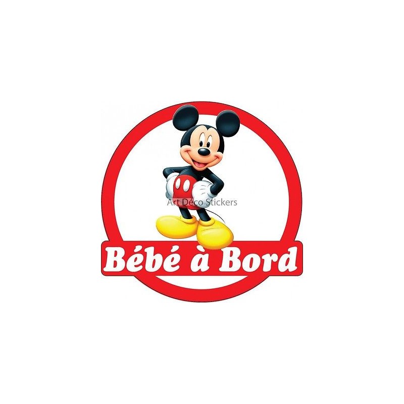 Sticker autocollant Enfants à Bord P014 Mickey Minnie Bébé Voiture Auto 