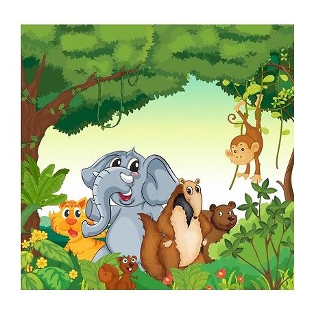 Papier peint enfant géant Animaux de la jungle 2001