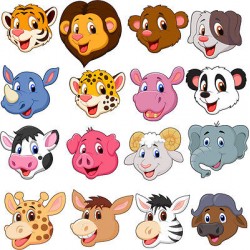 Stickers kit enfant planche de stickers Têtes animaux réf 3595 (12 dimensions)