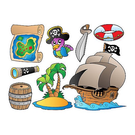 Stickers kit enfant planche de stickers Pirates ref 3587 (7 dimensions)