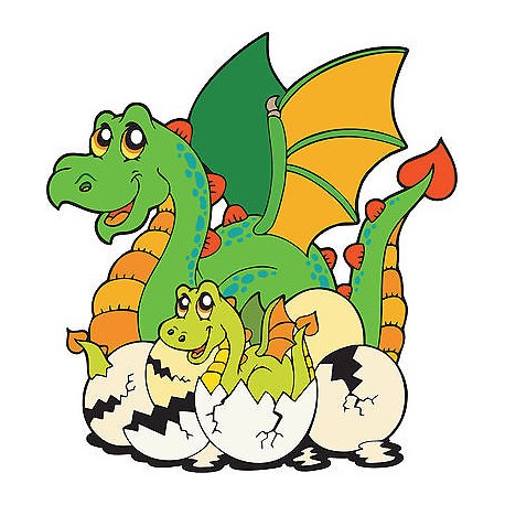 Sticker autocollant enfant Dragon et bébé réf 3655