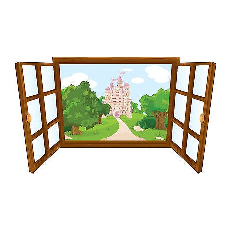 Sticker enfant fenêtre chateau de princesse réf 3931