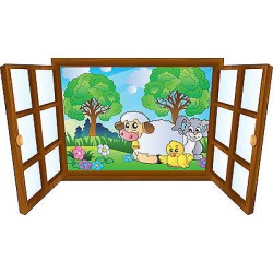 Sticker enfant fenêtre mouton et ses amis réf 3909