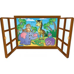 Sticker enfant fenêtre Animaux de la jungle réf 3901